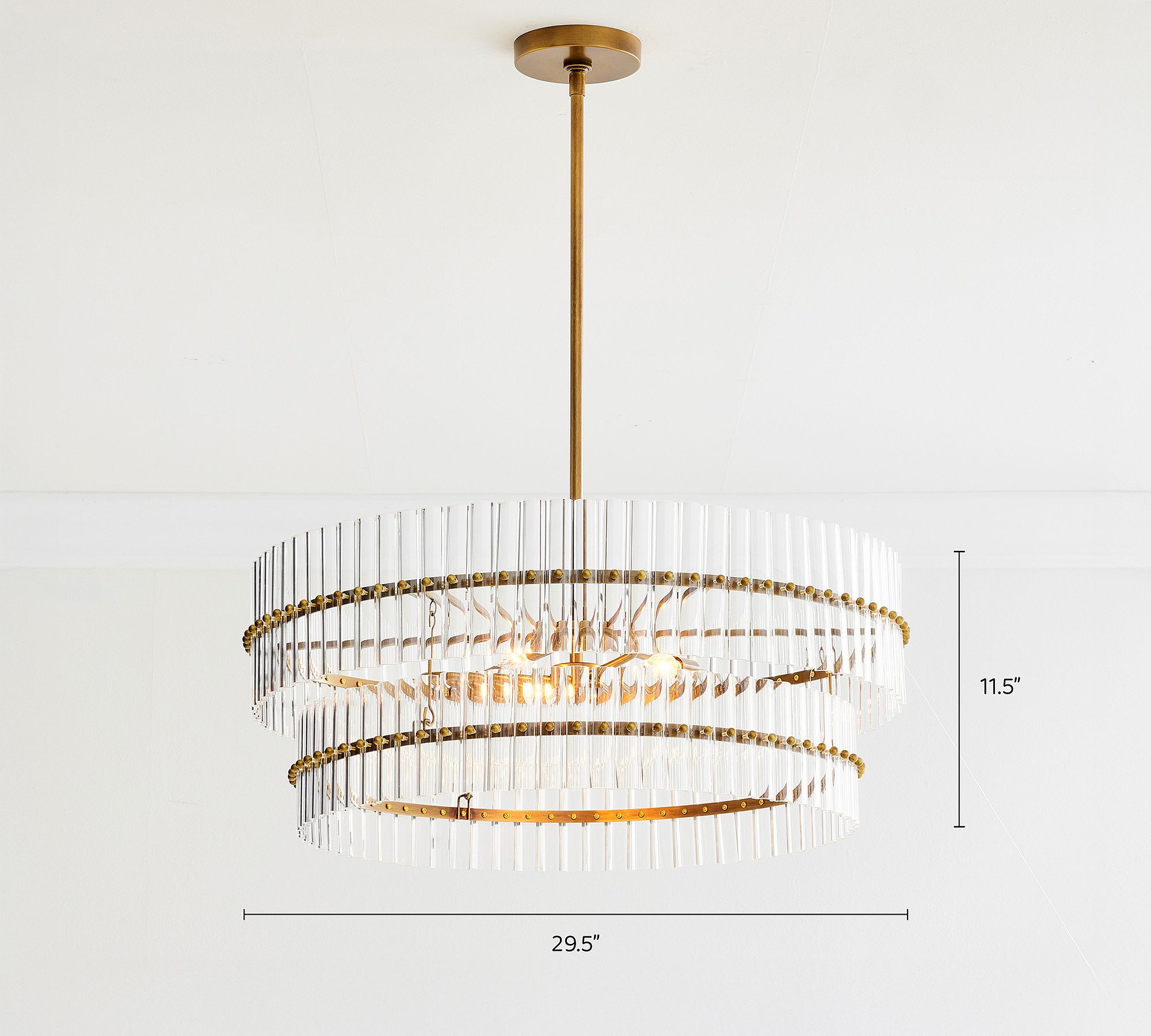 Lumora Crystal Pendant Light – Elegant Tumbled Brass & Cut Glass