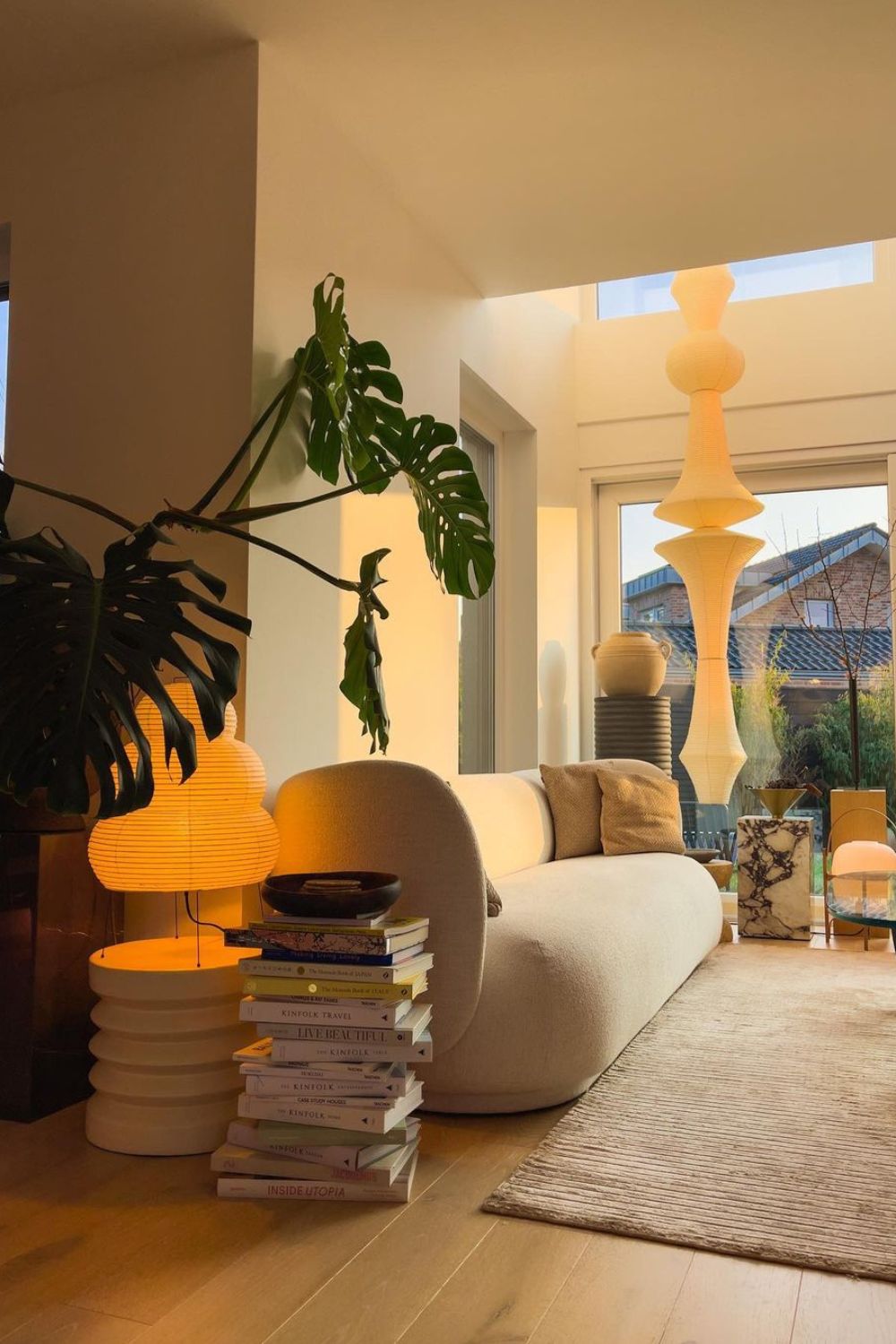 Washi Paper Pendant Swag Light - Japanese Hanging Lamp for Bedroom