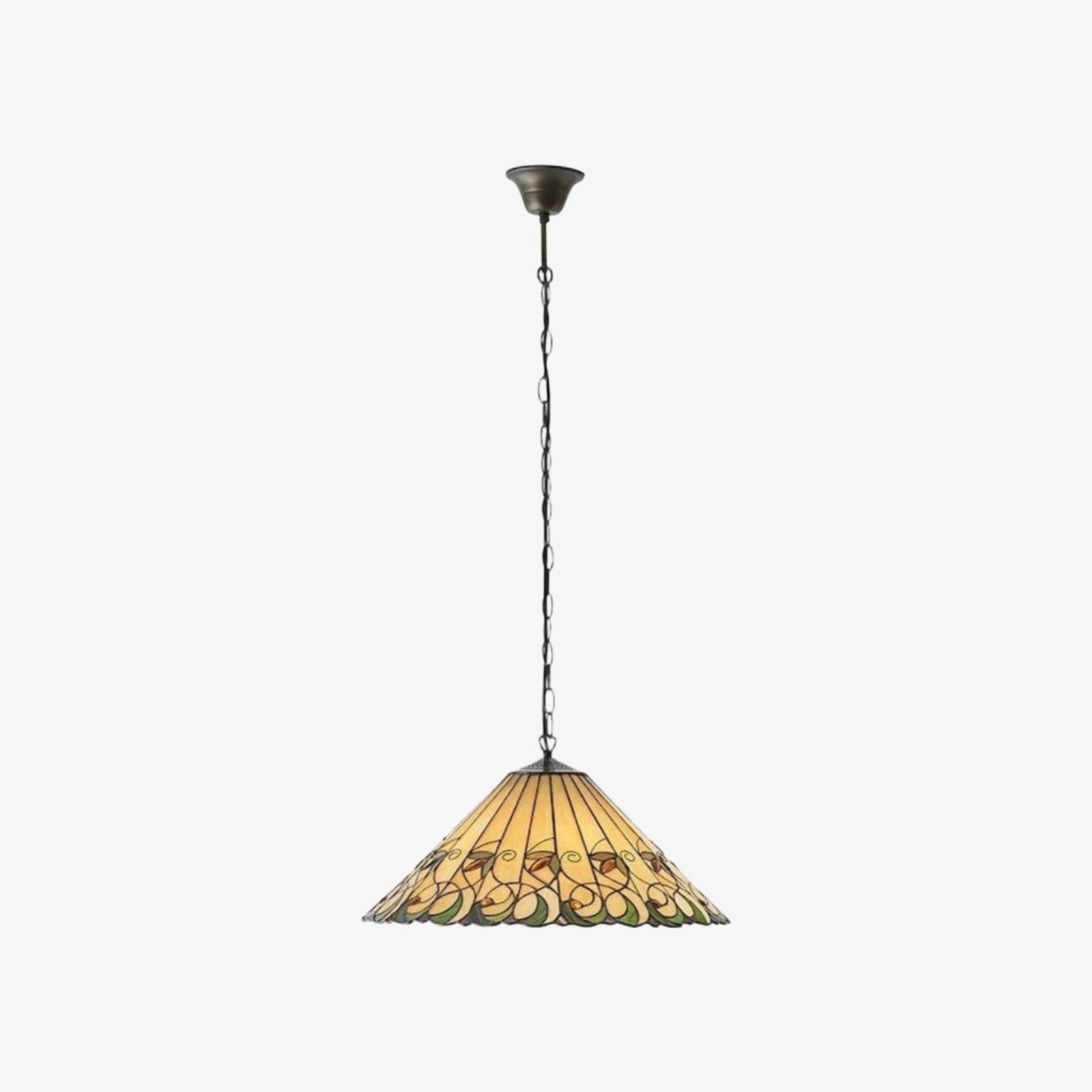 TF Jamelia Vintage Floral Stained Glass Dome Ceiling Light for Dining Rooms