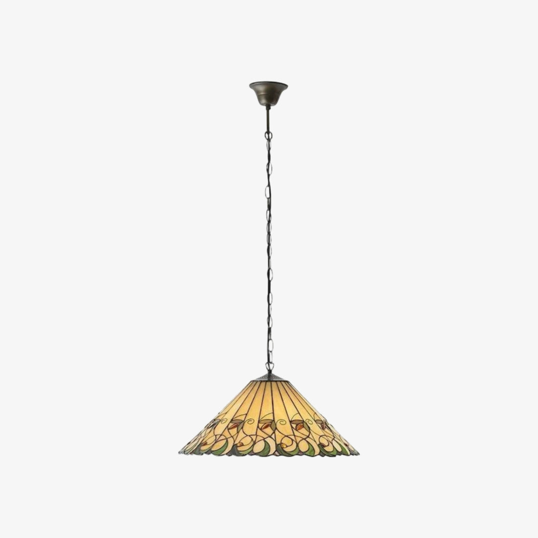 TF Jamelia Vintage Floral Stained Glass Dome Ceiling Light for Dining Rooms