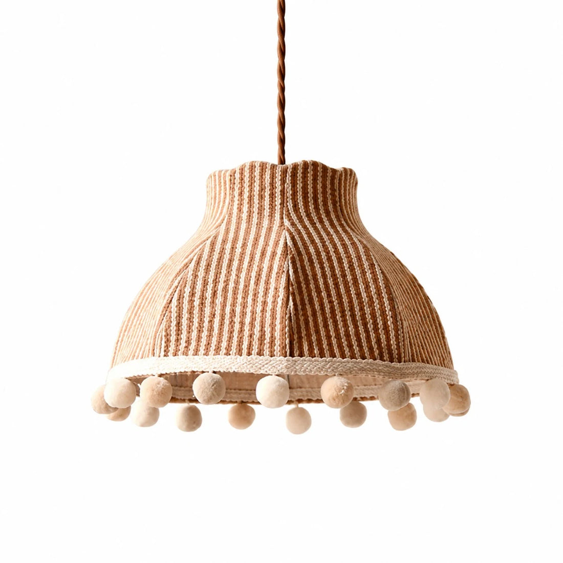 French Cream Pom Pom Fabric Pendant Light