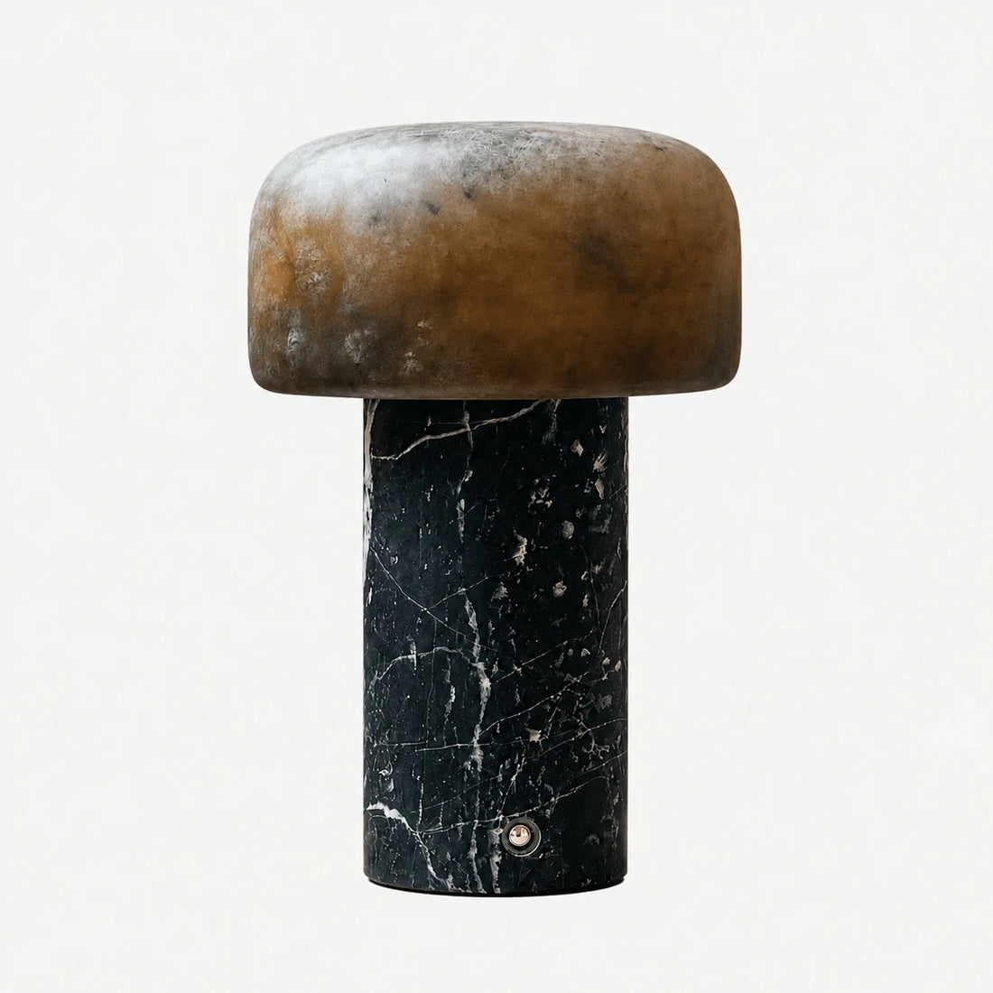 table lamp with Brown Dolomite shade and Bulgari Black Marble base