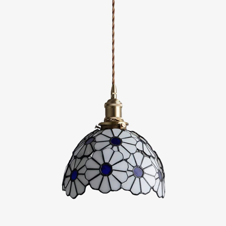 Vintagia Pendant Light Floral Pattern Decorative Hanging Lamp – Artistic Glass Style for Dining Rooms