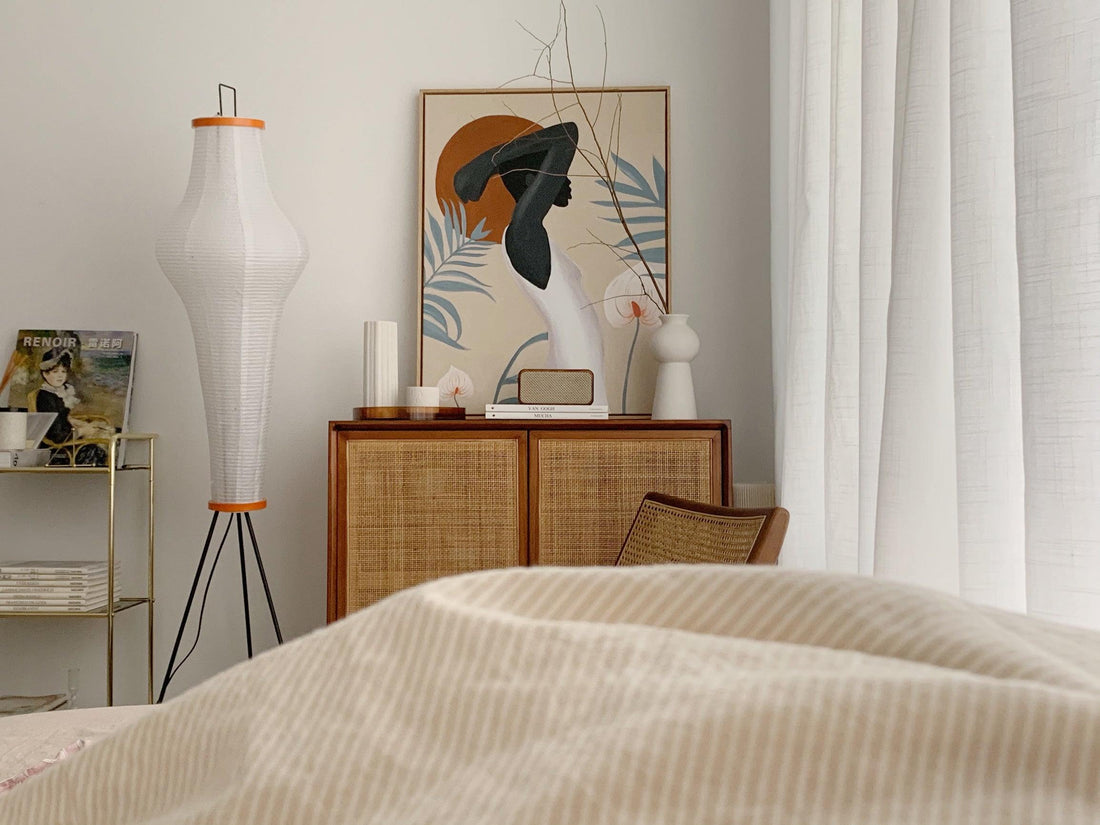 Rice Paper Floor Lamp - Bamboo Frame Soft Light for Living Room
