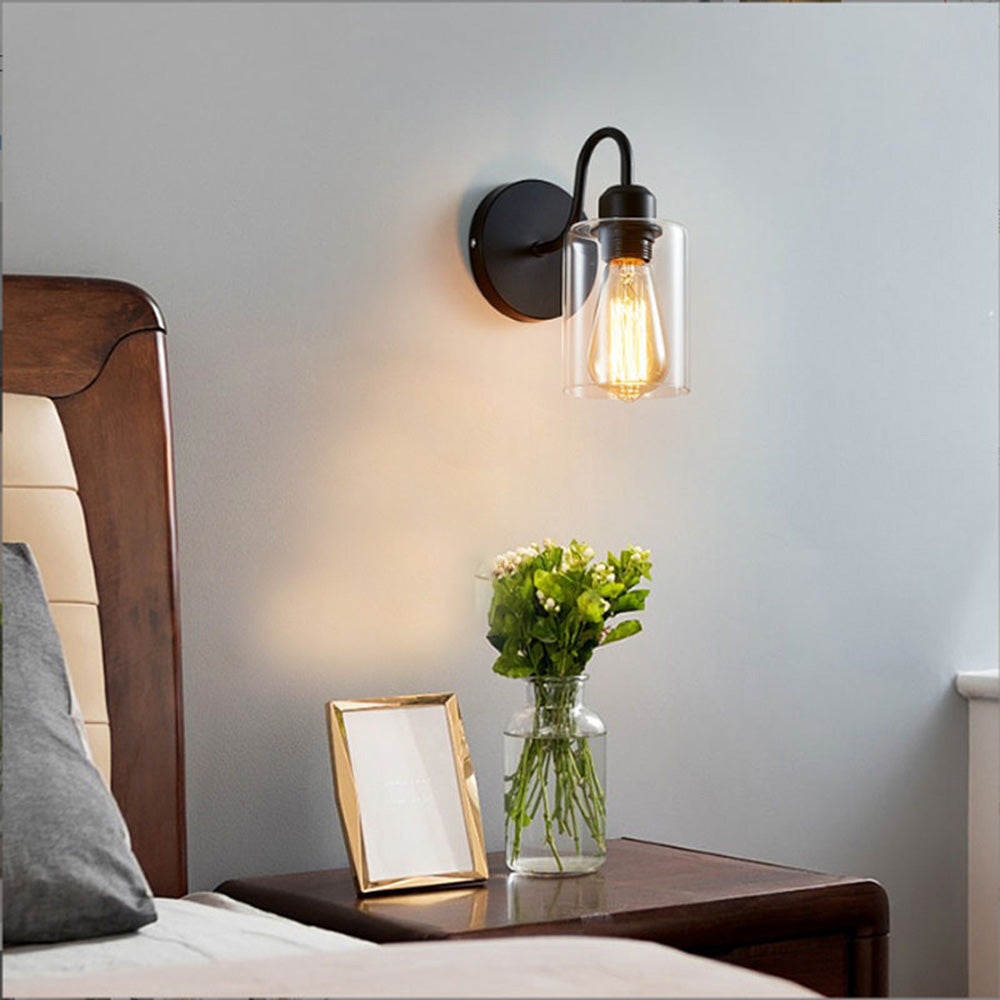 Black Iron Wall Light - Modern Living Room Sconce Industrial Chic