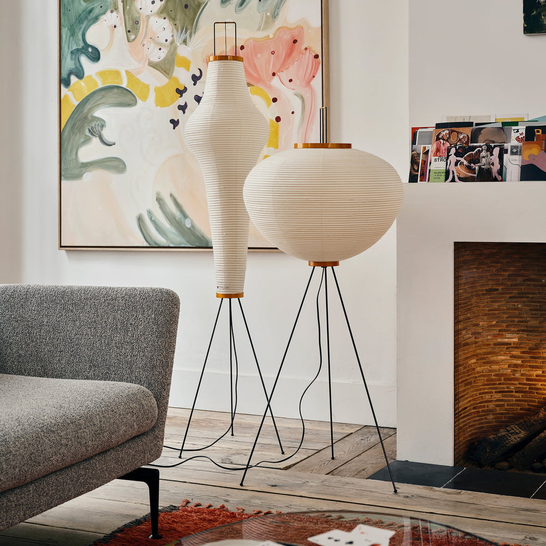 Rice Paper Floor Lamp - Bamboo Frame Soft Light for Living Room