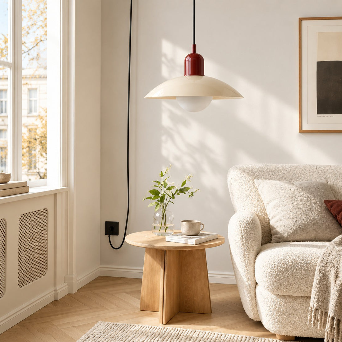 Pendelleuchte im Stil der Mid-Century-Bauhaus-Bewegung für das Esszimmer mit Stecker