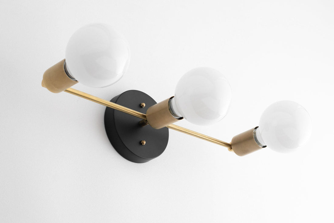 Glorica Glass Mid Century Modern Vanity Light - 3 Light Wall Fixture