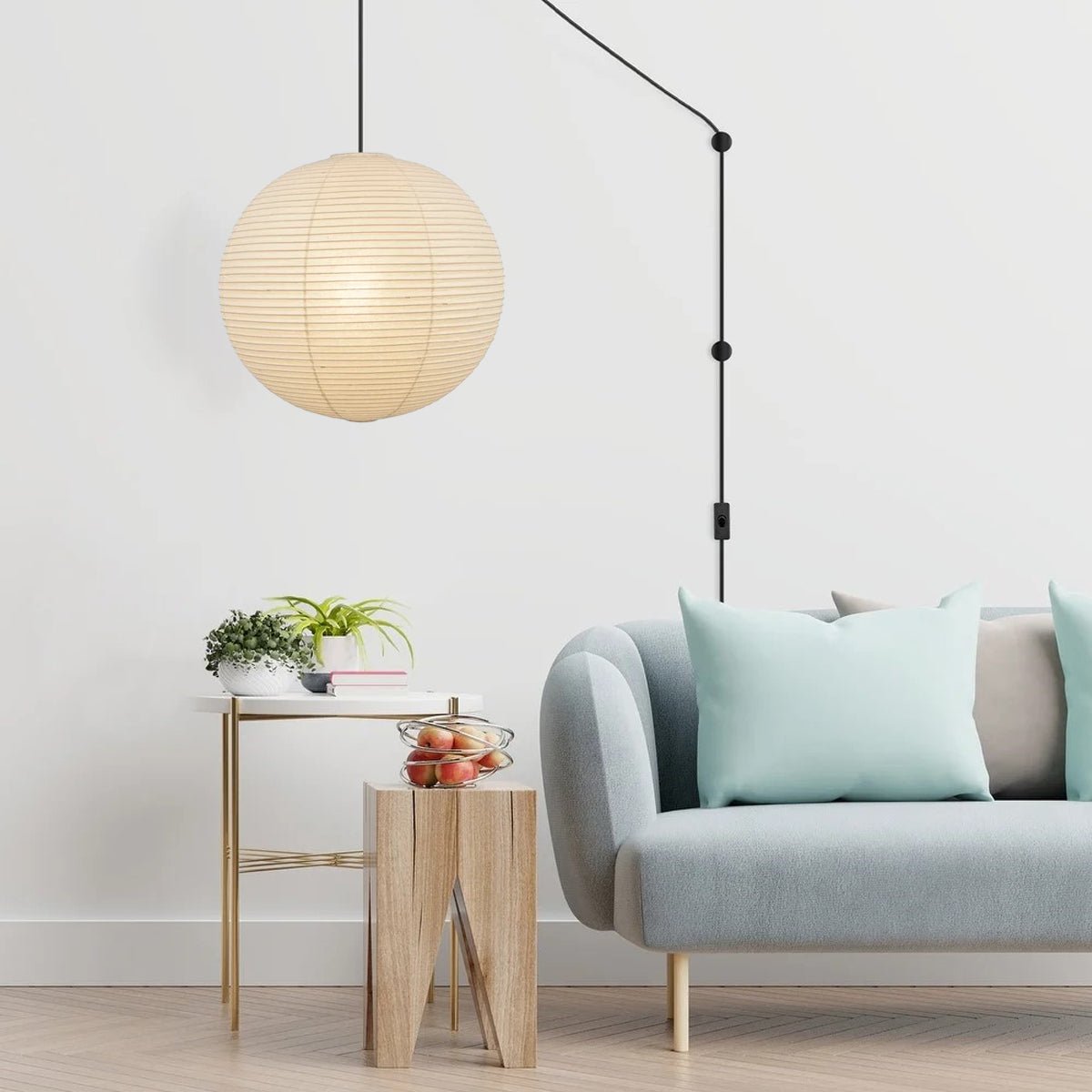 Mid-Century Pendant Swag Light - Japanese Paper Lamp for Bedroom