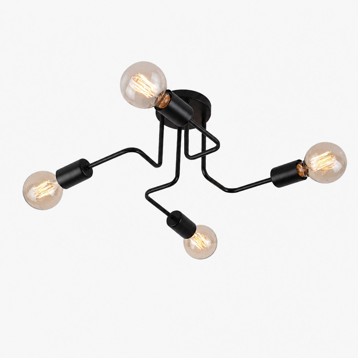 Black Spider Arm Flush-Mount Ceiling Light