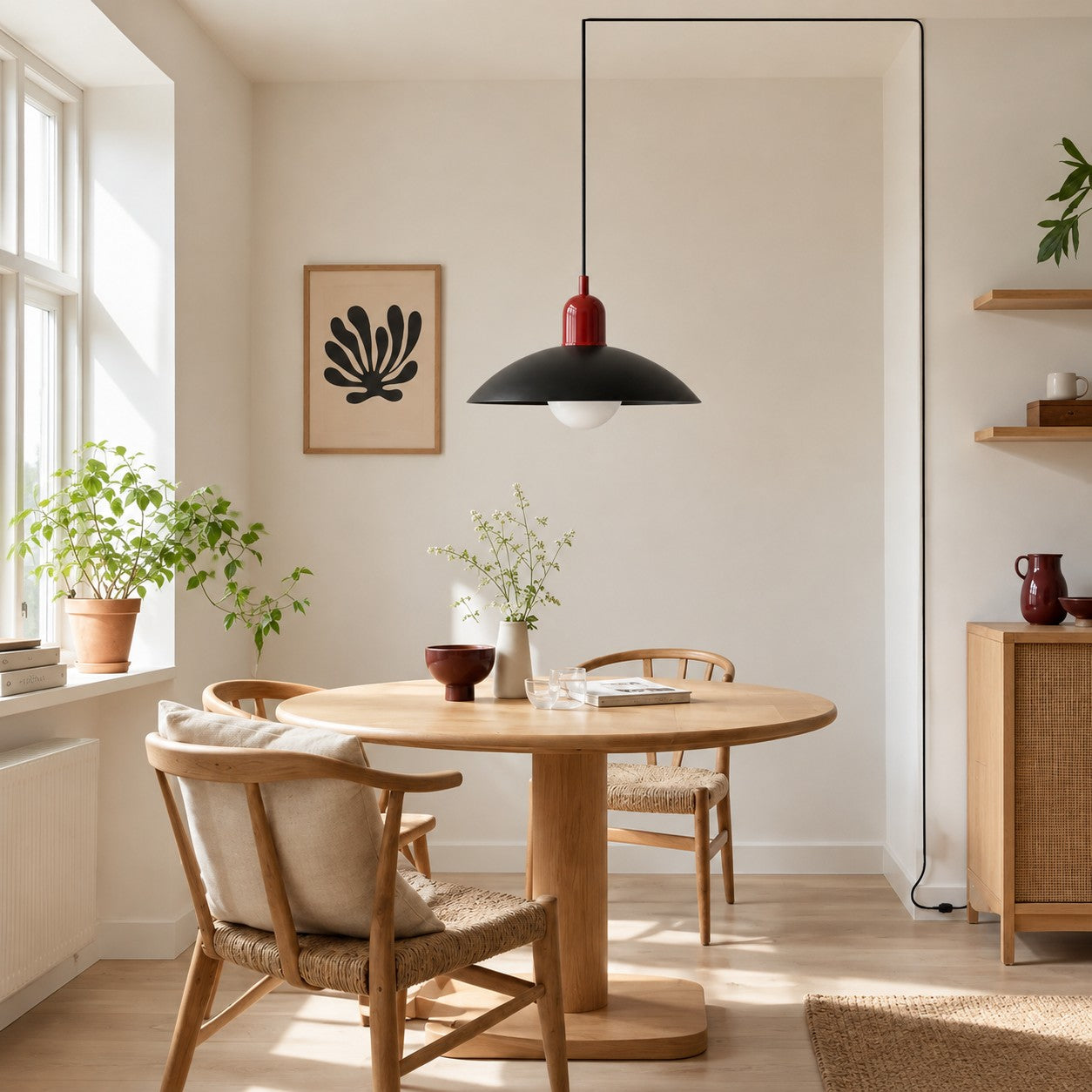 Pendelleuchte im Stil der Mid-Century-Bauhaus-Bewegung für das Esszimmer mit Stecker