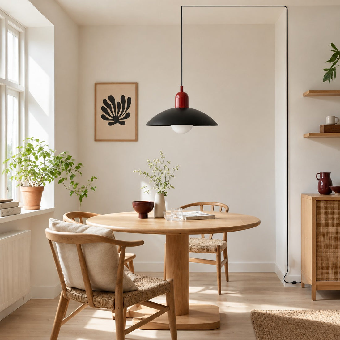 Pendelleuchte im Stil der Mid-Century-Bauhaus-Bewegung für das Esszimmer mit Stecker