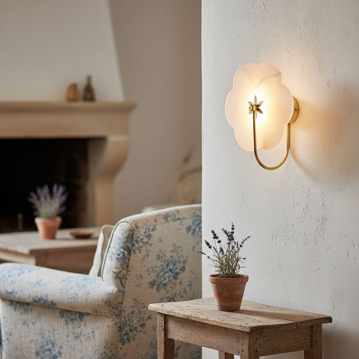 Albi Alabaster Wall Lamp - Carved floral Outlines are Suitable for Living Rooms or Bedrooms