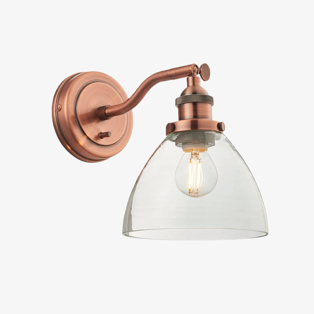 Novera Wall Light Collection – Glass Shade Finishes in Brass Silver Nickel Copper – Residential and Boutique Hospitality