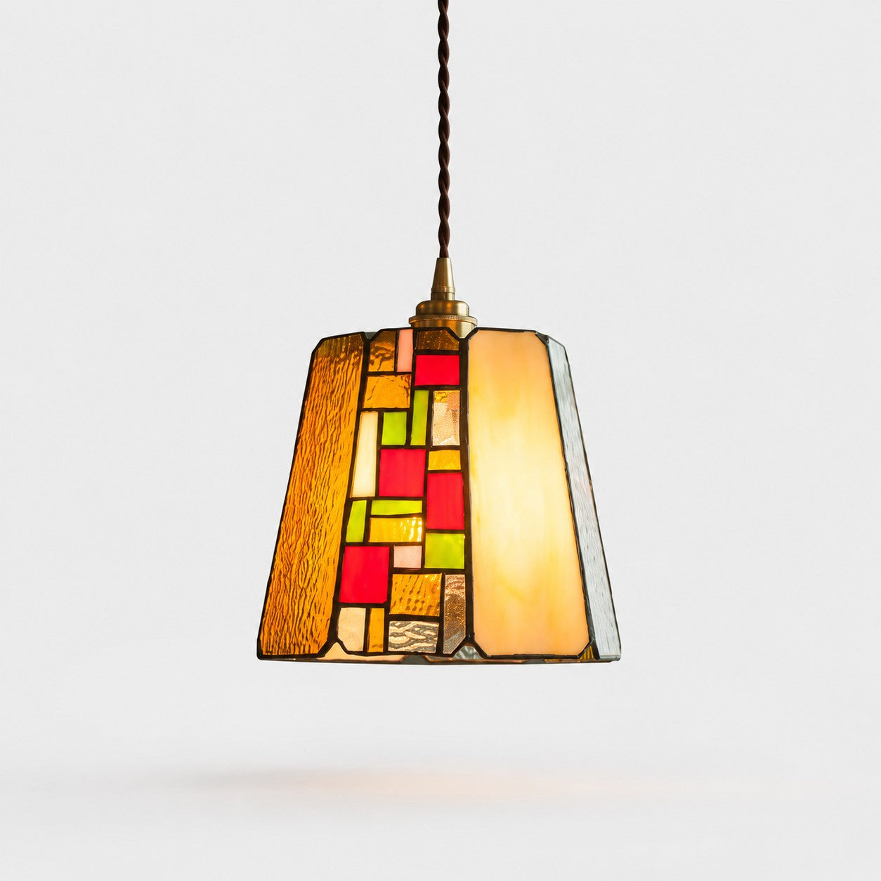 Vintage Rose Stained Glass Pendant Light