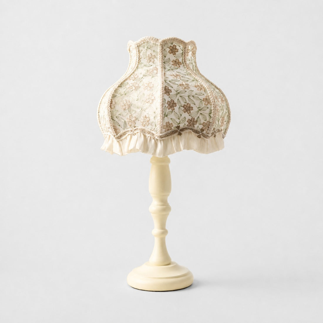 Embroidered Floral Ruffle Table Lamp