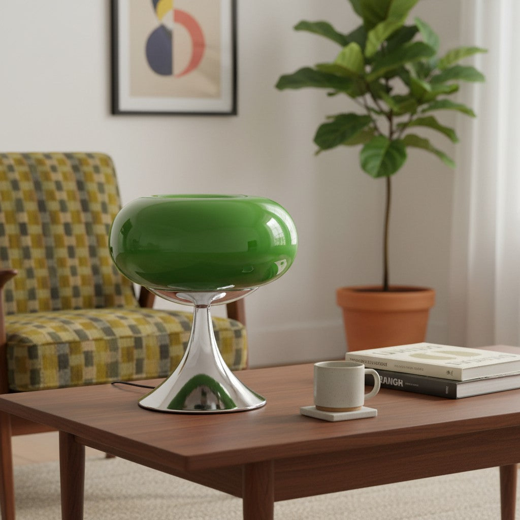 Lollora Rounded Sculptural Lamp - Contemporary Bauhaus Glass Table Light for Bedside