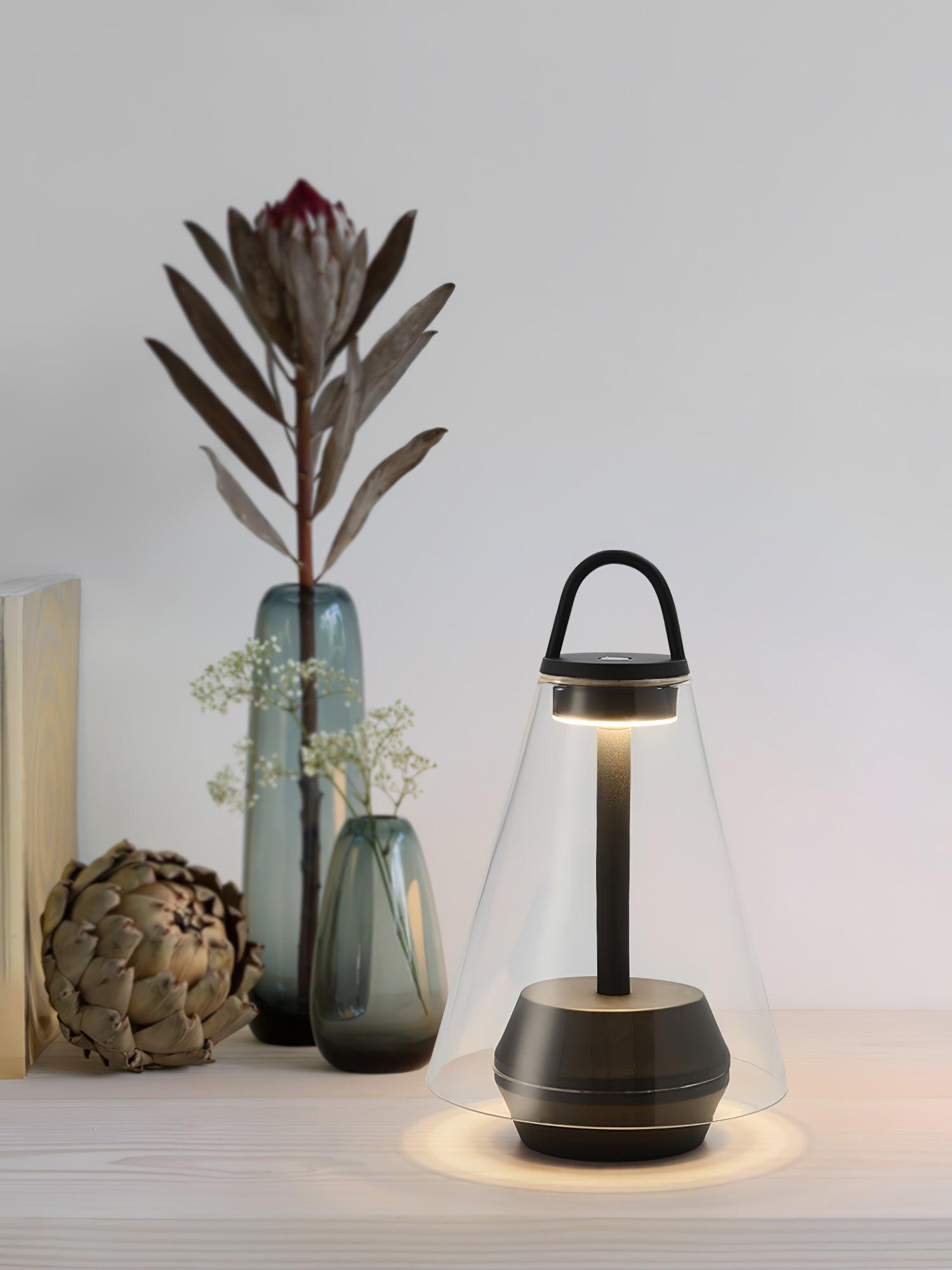 Table Lamp - Rechargeable Glass LED Light for Indoor Use