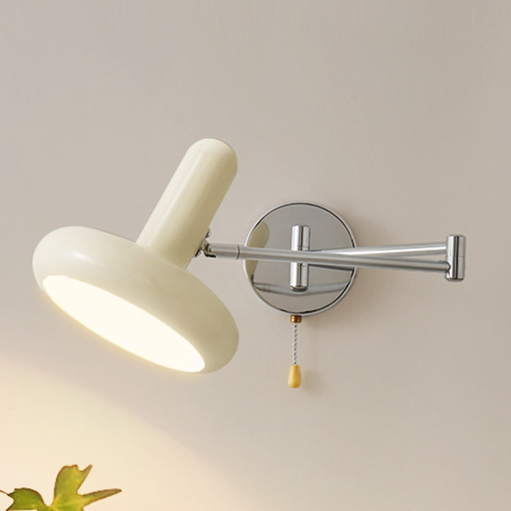 Swing Arm Wall Lamp - Retro White Adjustable Reading Light