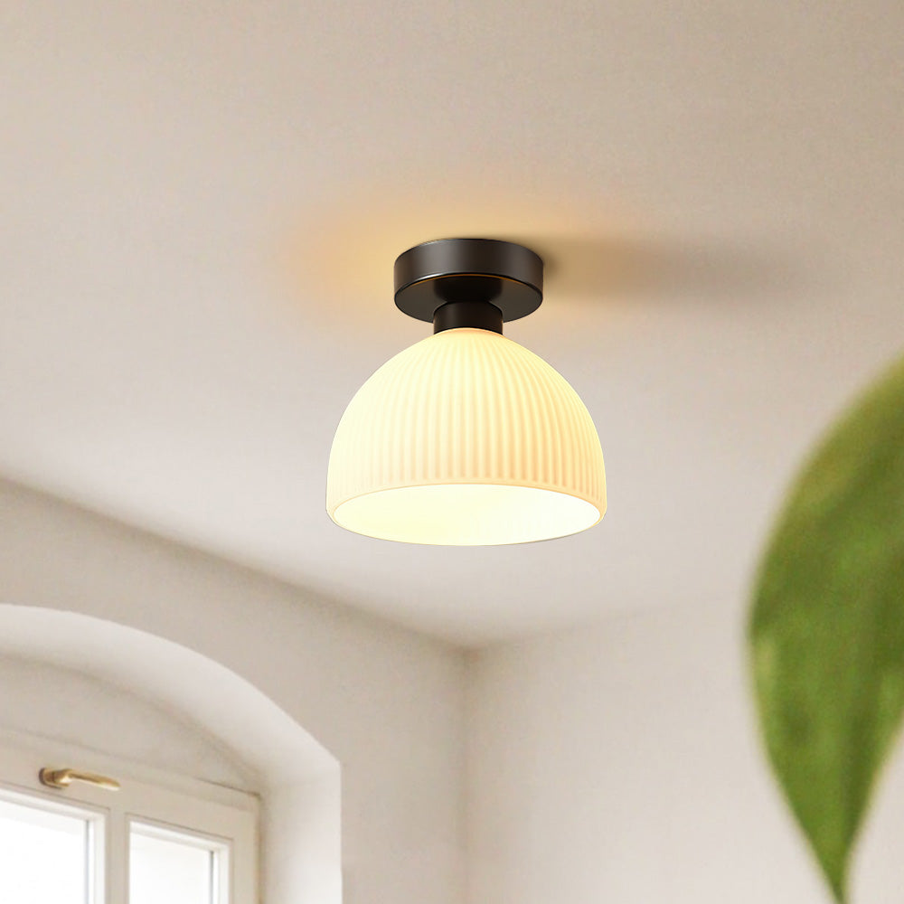 Chic Gold Ceiling Light - Mini Glass Striped Shade Lamp for Hallway
