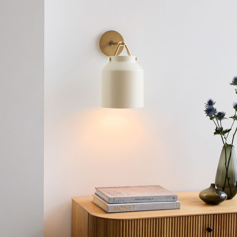 Hanton Brass Damp Rated Sconce - Modern Glass Wall Light for Bathroom