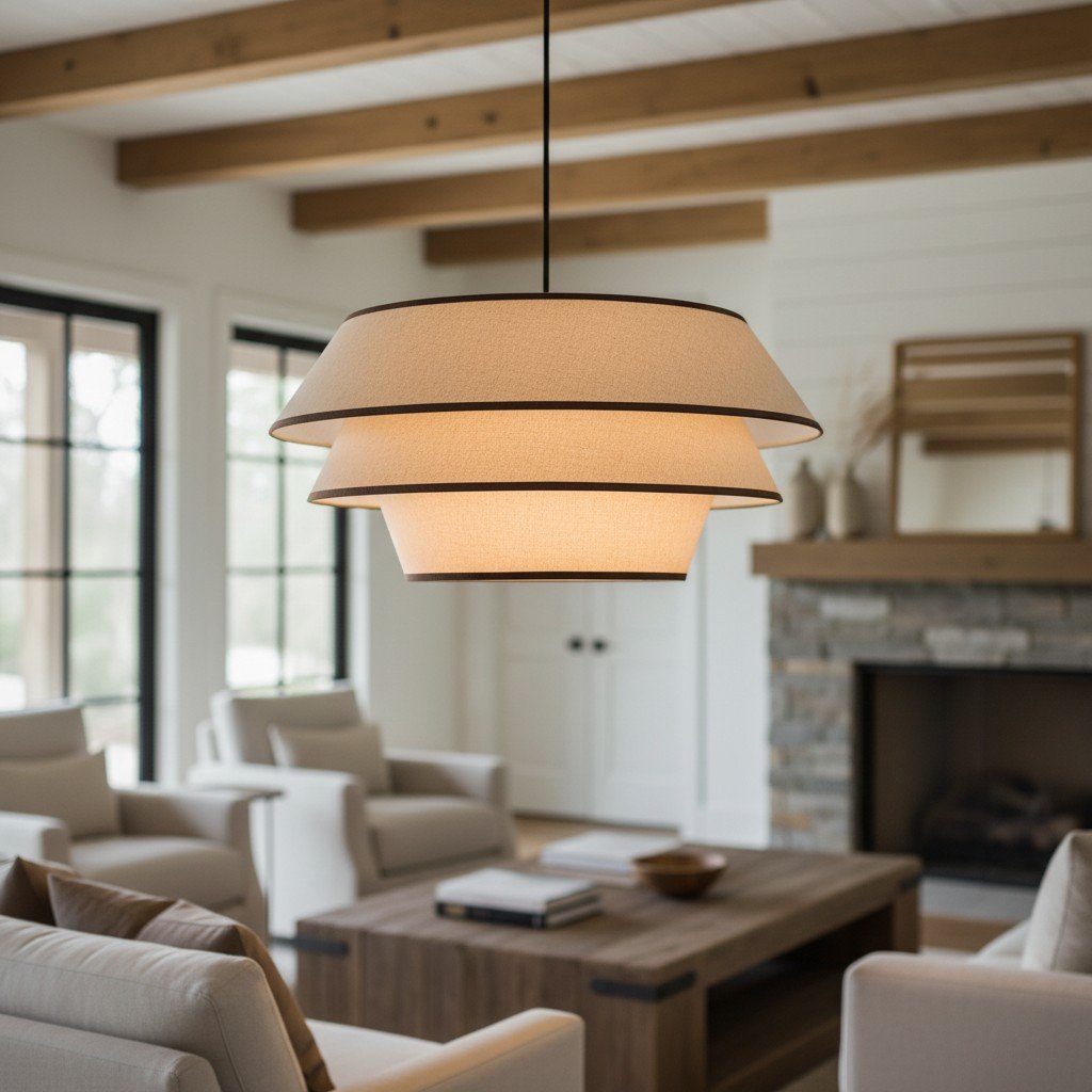 Tarivon Steel Frame Pendant with Fabric Shade – Modern Hanging Lamp for Dining Rooms