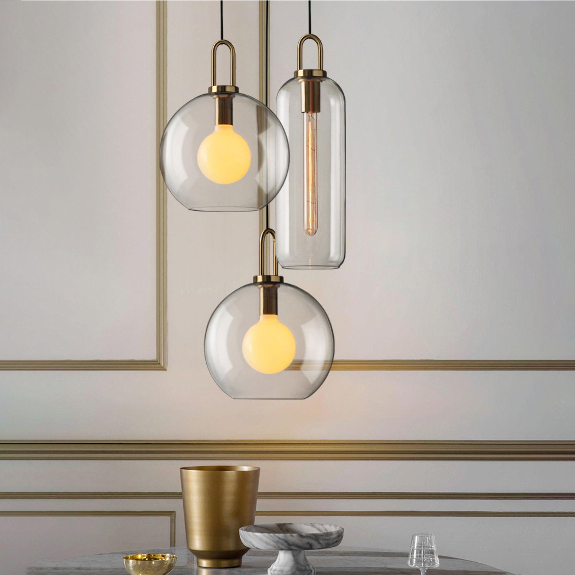 Kupferbeschichtete Glas-Plug-in-Hängeleuchte mit Kabel