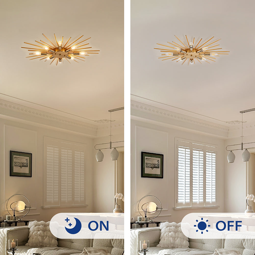 8 Lights Modern Aluminum Ceiling Light – Industrial Living Room Design