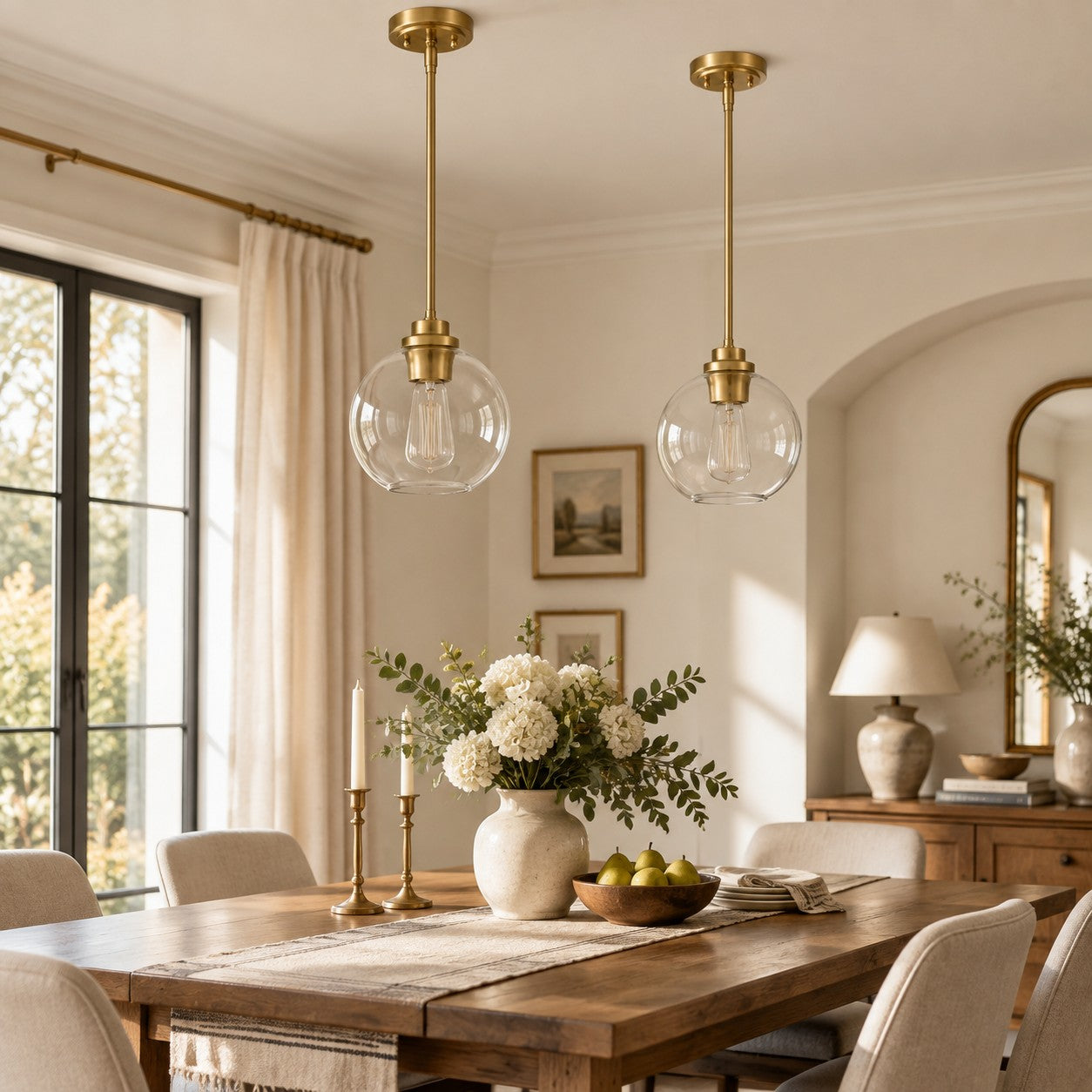 Modern Clear Glass Pendant Light for Kitchen Island and Foyer