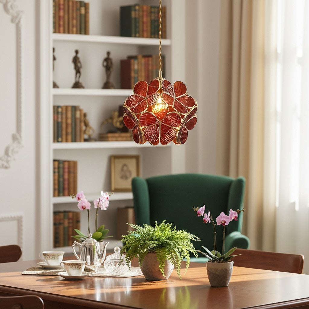 FloriVitre Pendant Light with Petal Silhouette - Vintage Style Lighting for Home Spaces