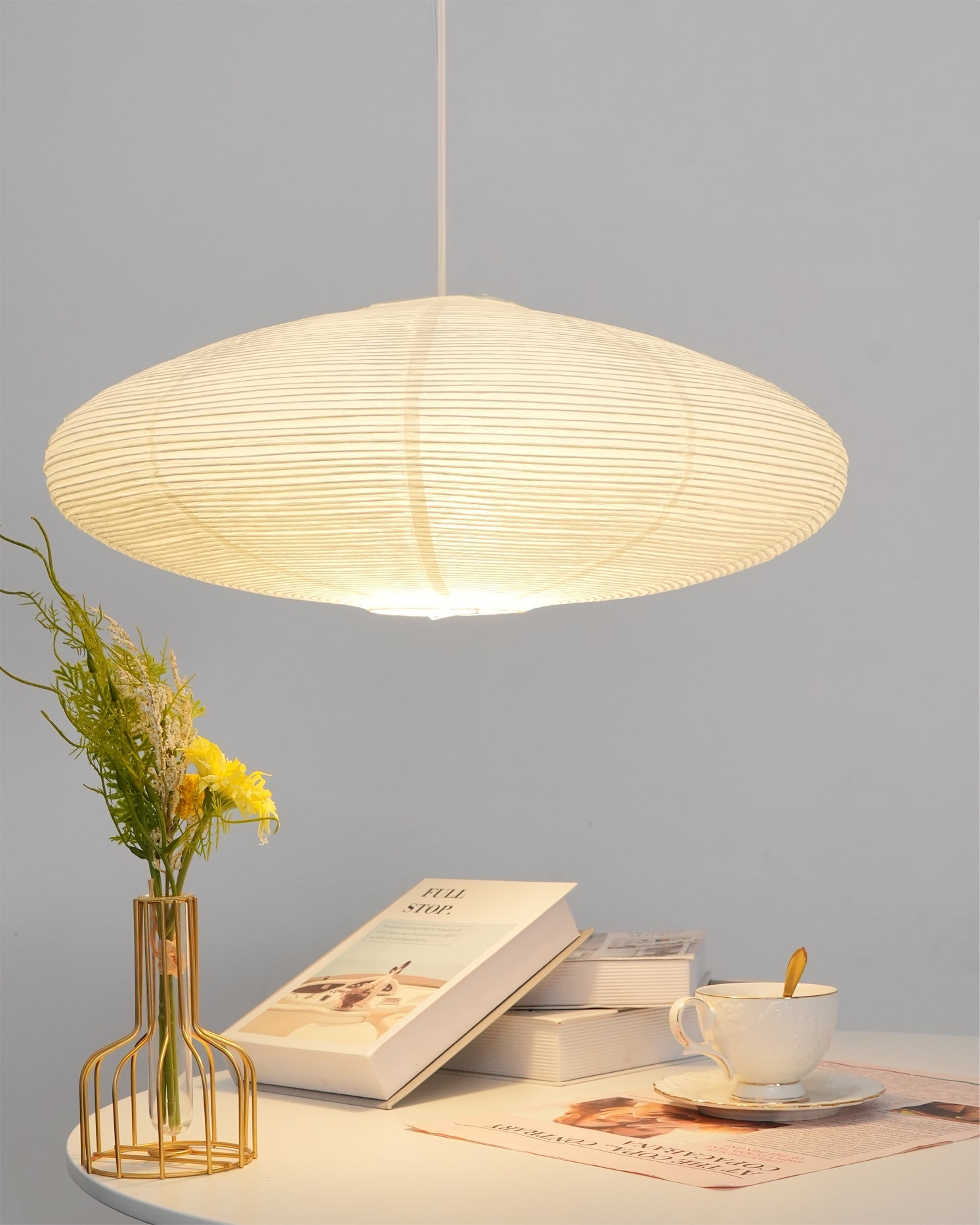 Washi Paper Pendant Lamp - Handcrafted Mulberry Light for Cozy Room