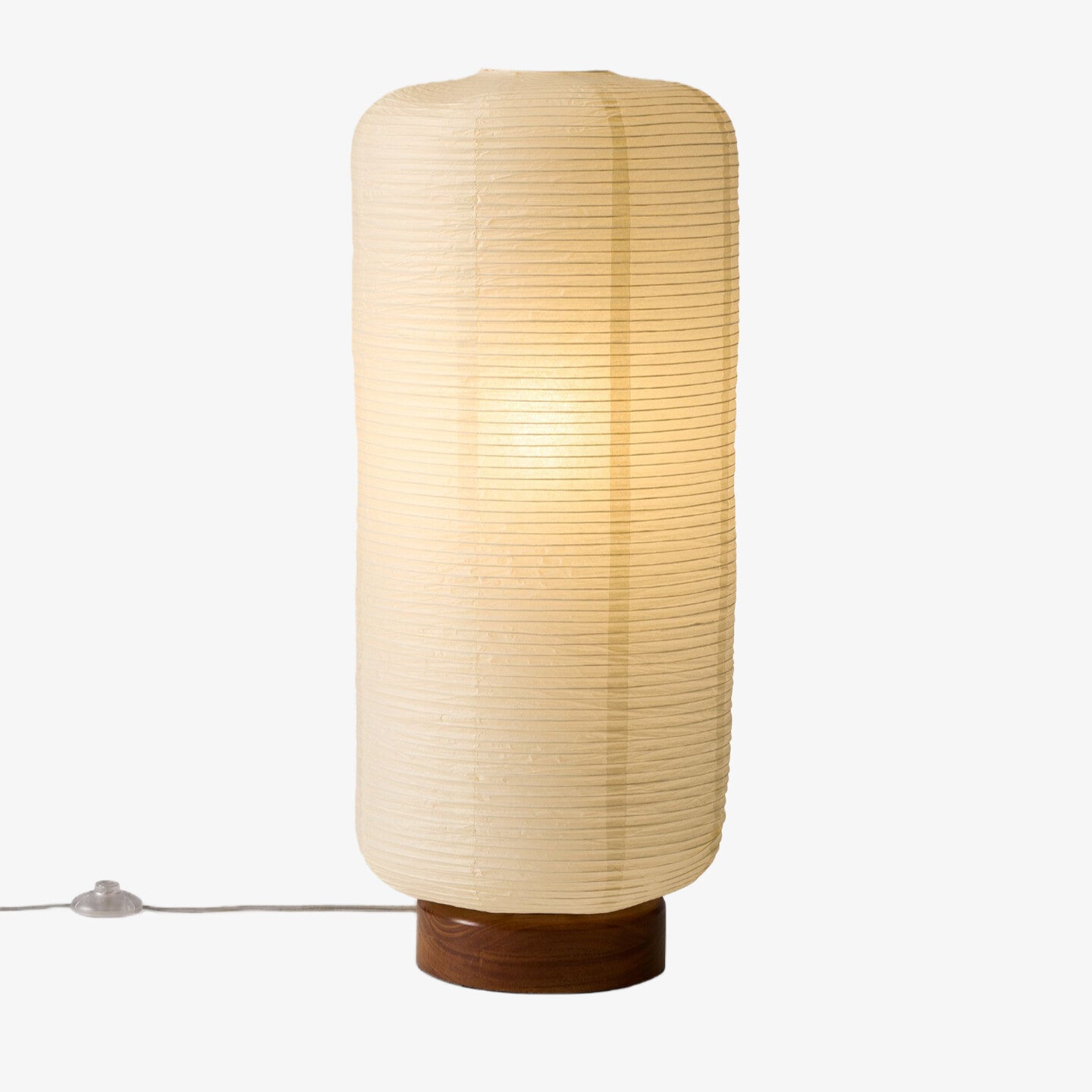Tivo Minimalist Ribbed Floor Lamp - Simple solid wood base with paper lampshade suitable for living room and bedroom
