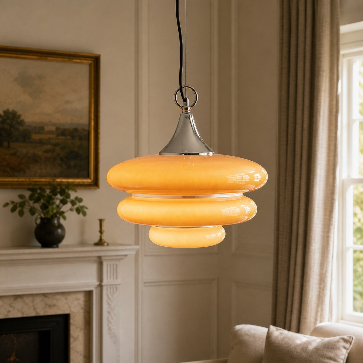 Orange Layered Glass Pendant Light