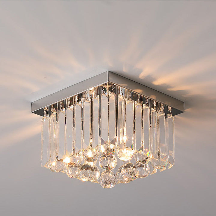 Luxury Crystal Ceiling Light - Modern Square Fixture for Living Room