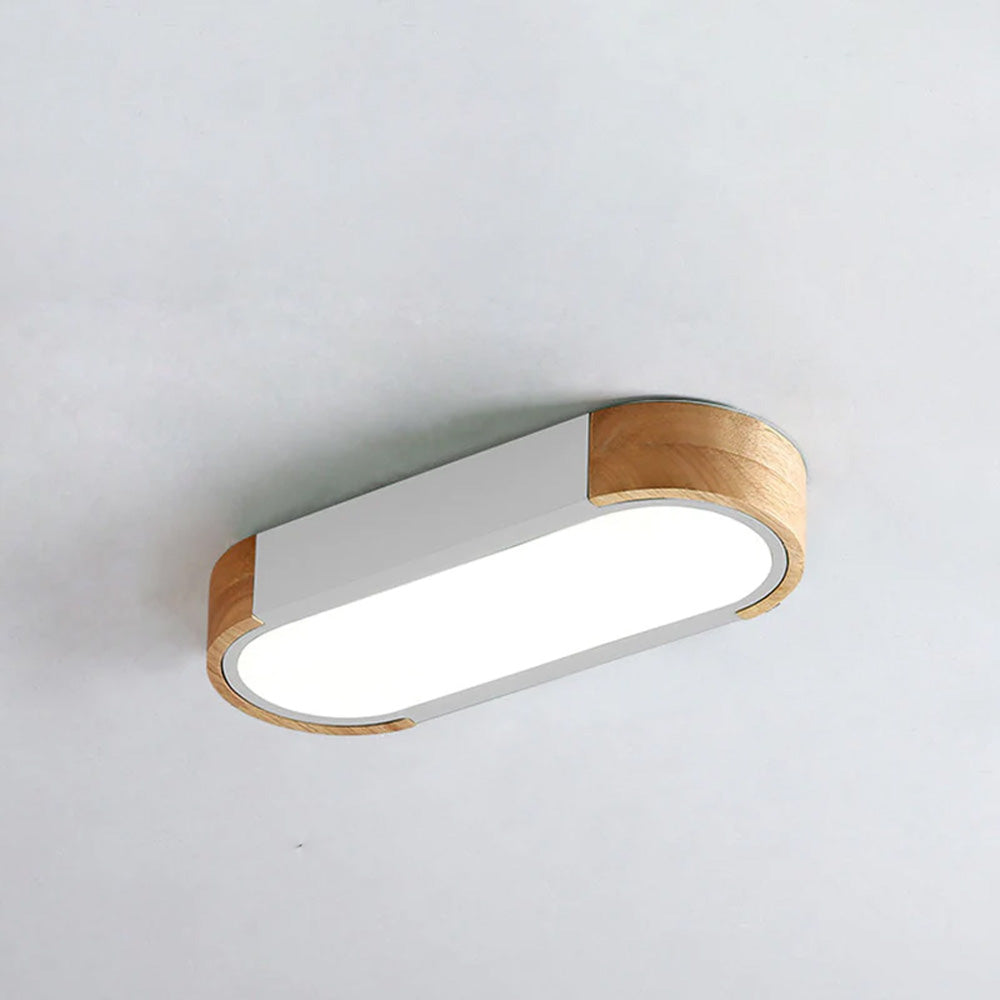 Minimalist Hallway Ceiling Light – Wood & Metal Modern Fixture