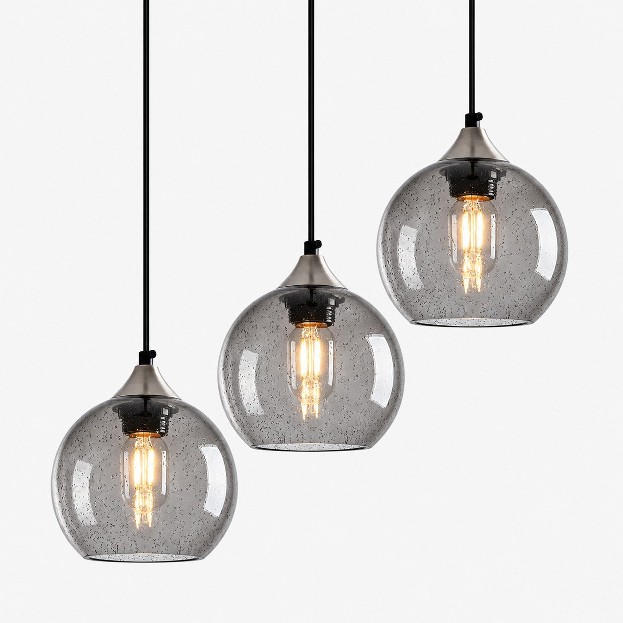 Bubble Glass Globe 3 - Light Single Pendant Light With Adjustable Cord