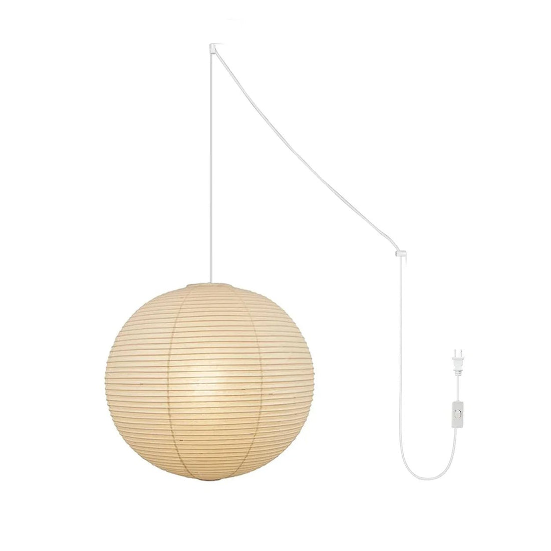 Runde Swag-Lampe aus der Mitte des Jahrhunderts – handgefertigte Papierlampe fürs Schlafzimmer