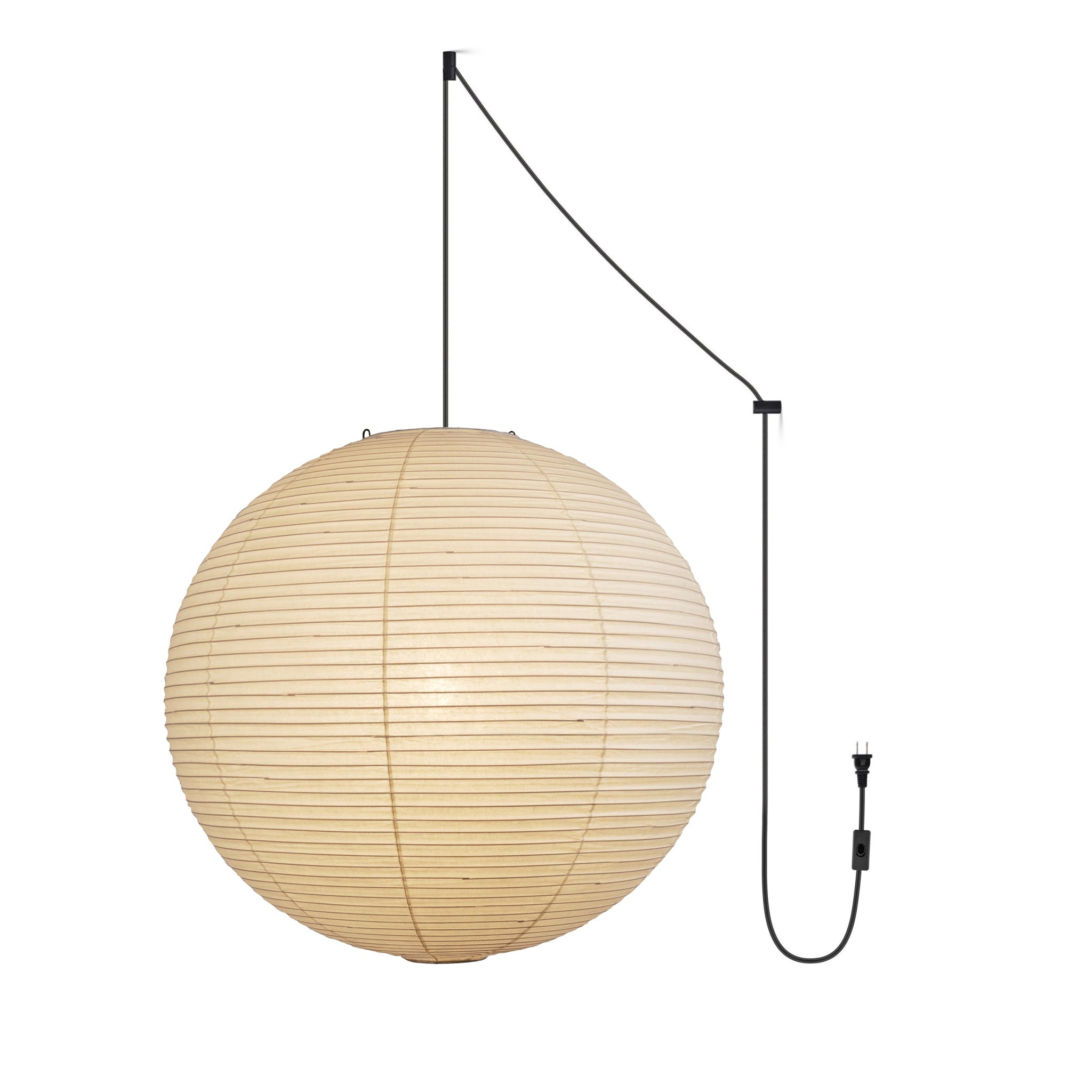 Mid-Century Pendant Swag Light - Japanese Paper Lamp for Bedroom