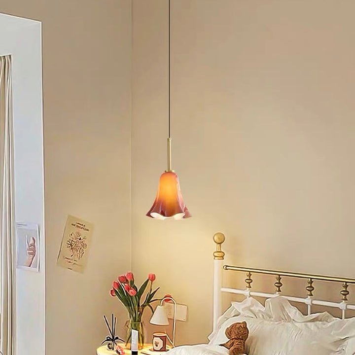 Bauhaus Pendant Light - Retro Glass Flower Design for Bedroom