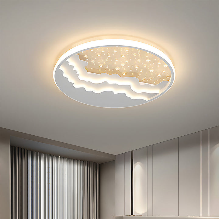 Creative White Iron Ceiling Light - Geometric Iron Fixture for Bedroom
