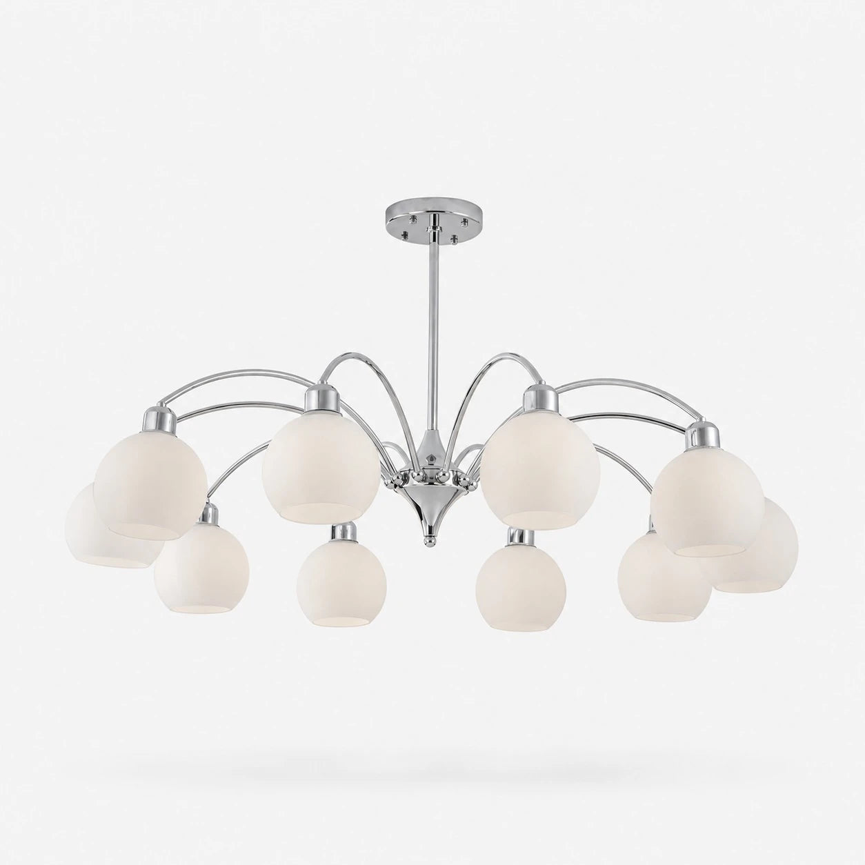Chrome 10-light glass globe chandelier