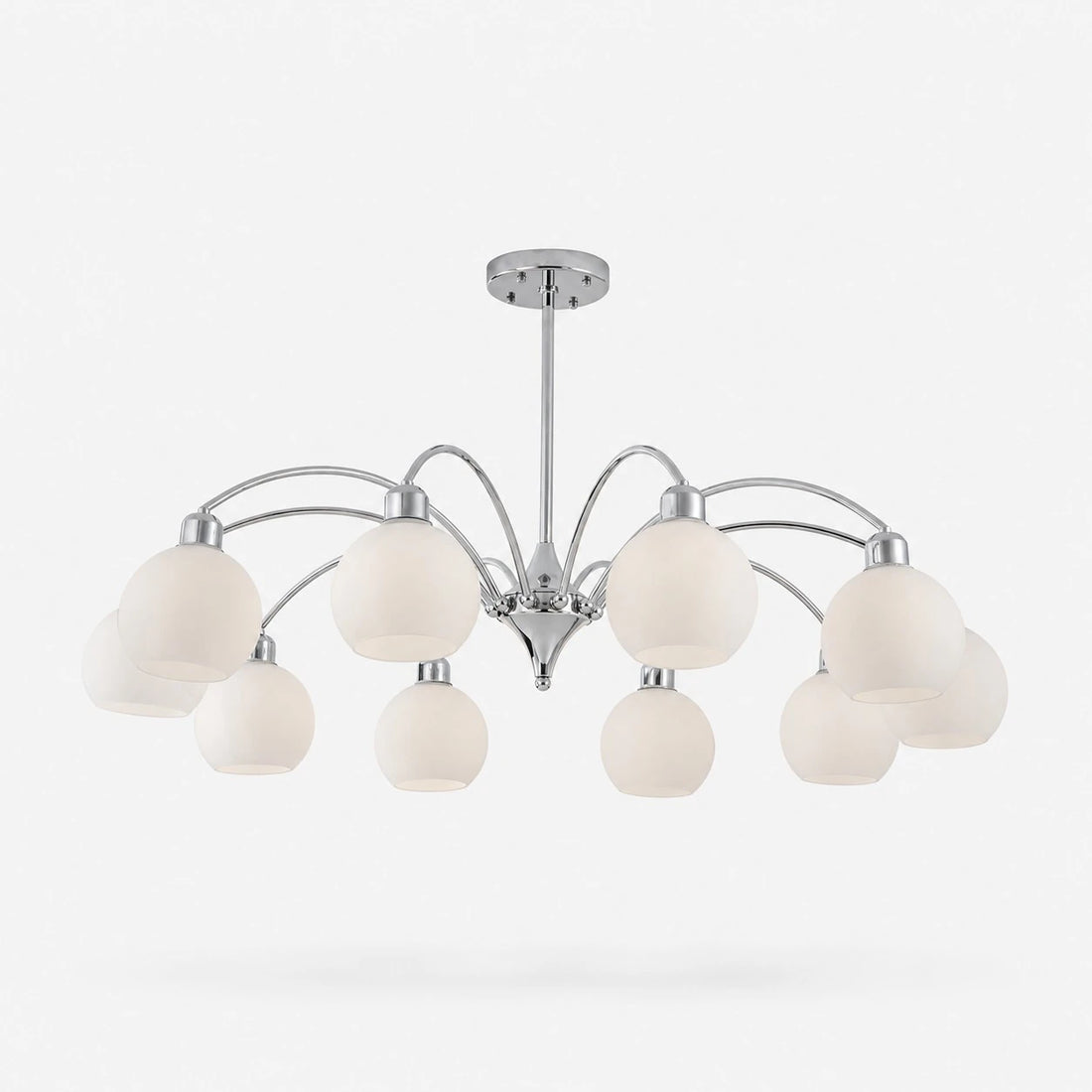 Chrome 10-light glass globe chandelier