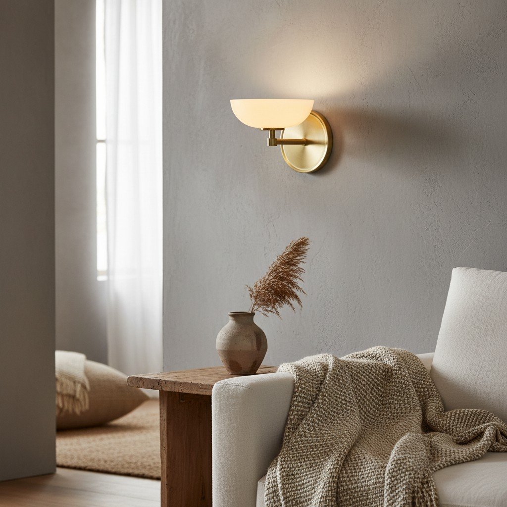 Vega Glass Wall Sconce — Minimalist Small Fixture, Contemporary Metal Accent for Hallway or Vanity