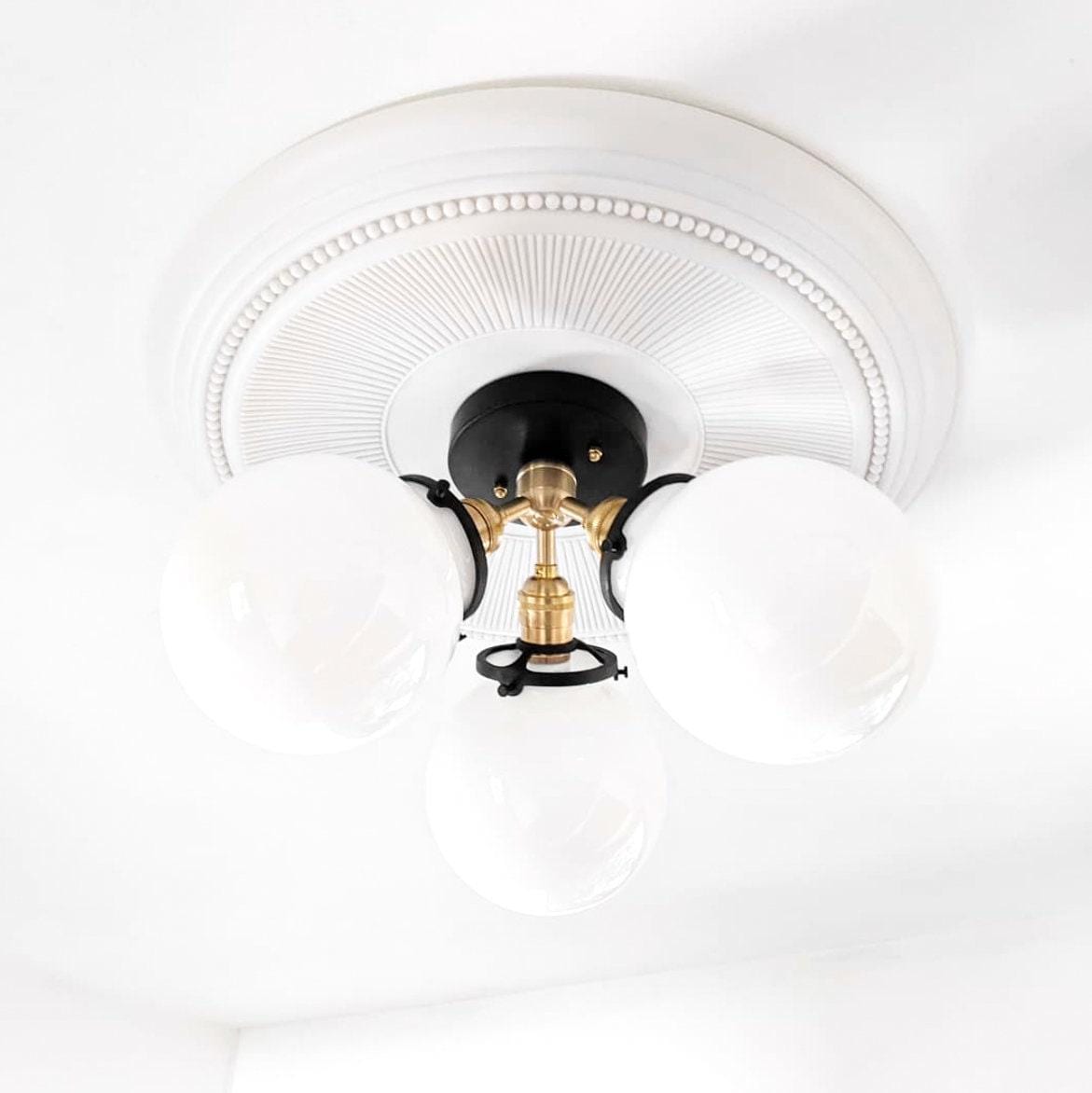 Glorica Glass Globe Light - Mid Century Semi Flush Ceiling Lamp