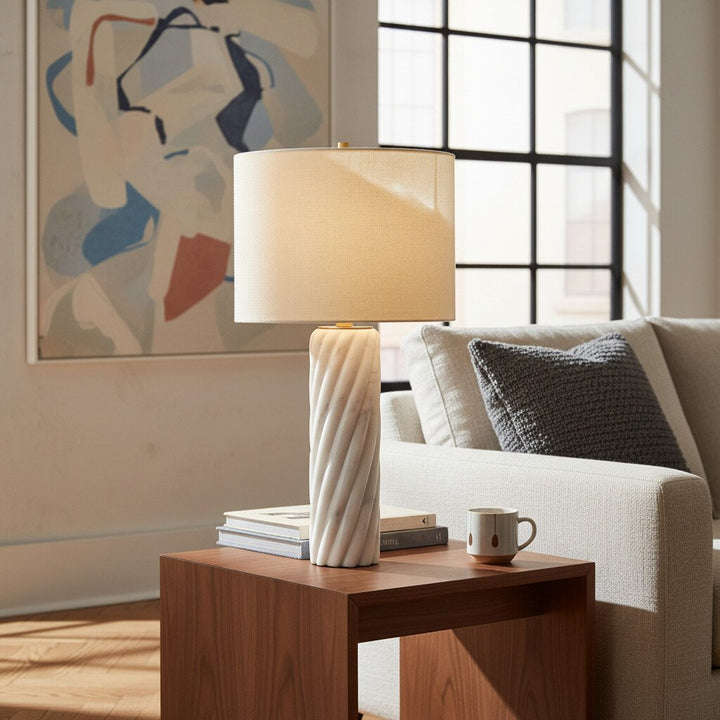 Albi Sculpture Marble Table Lamp – Minimalist metal design suitable for bedroom or living room