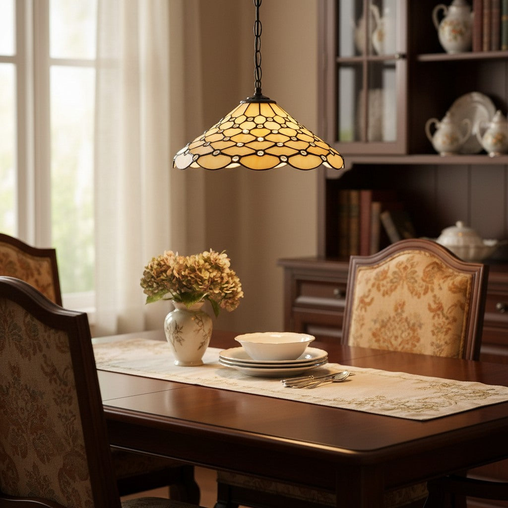 TF Pearl Pendant Light – With A Glass Shade and Adjustable Length for Dining and Kitchens