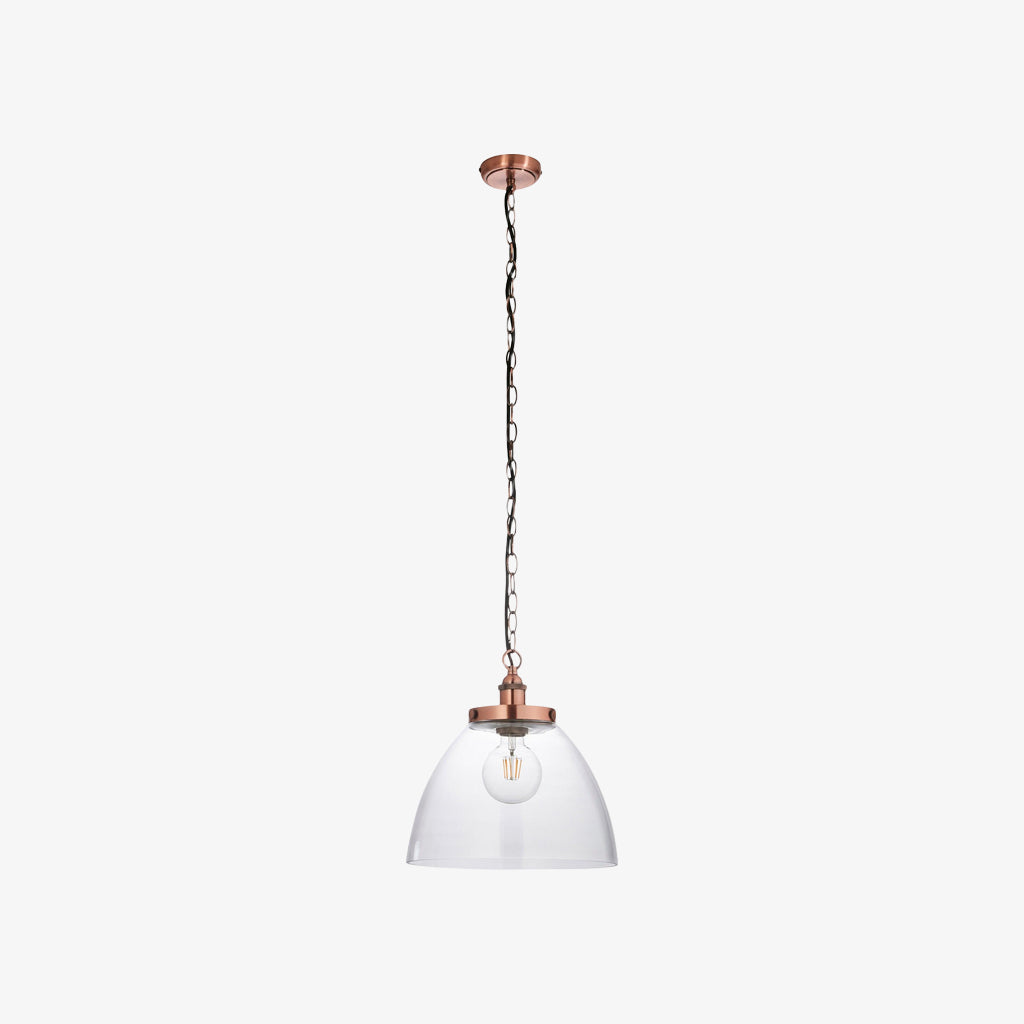 Novera Art Deco Dome Adjustable Height Glass Shade Pendant Light - Living Room
