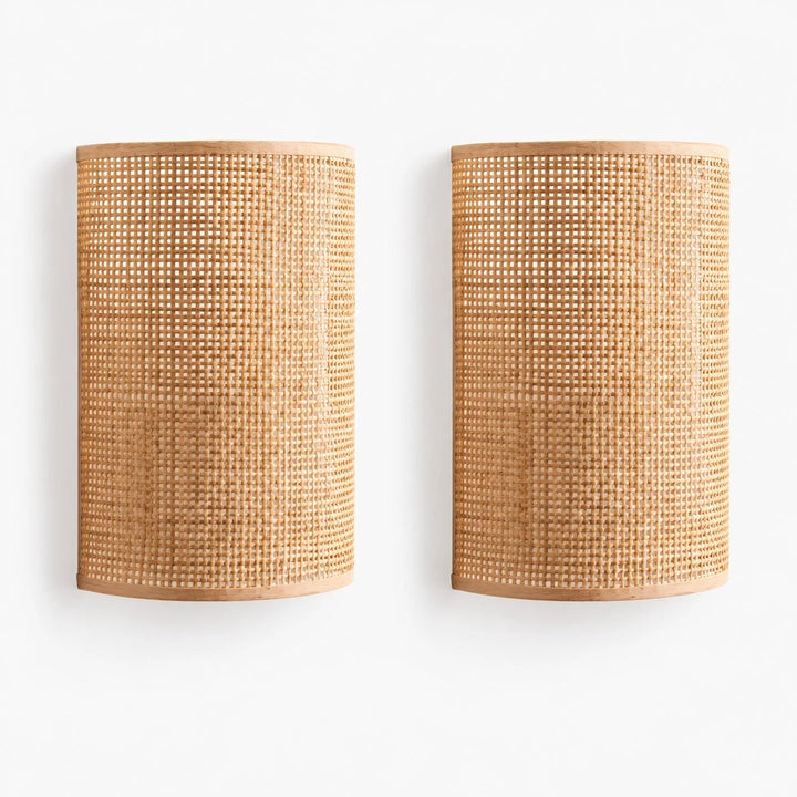 Japanese Rattan Wood Wall Sconce