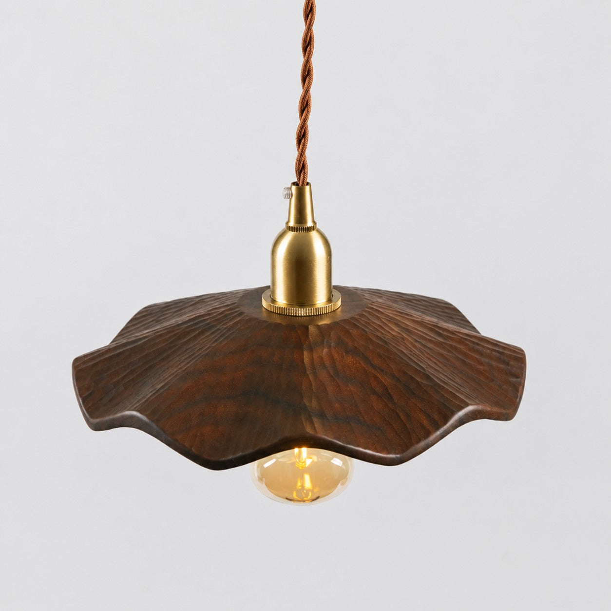 black walnut lotus pendant light