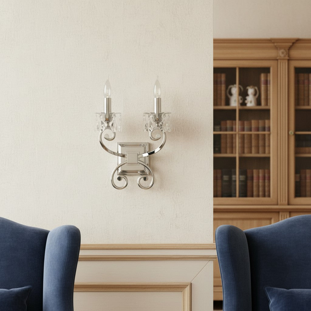 Talonis Kristall-Akzent-Wandleuchte – Gebogenes Chromarm-Design für Wohn- und Flurbereiche